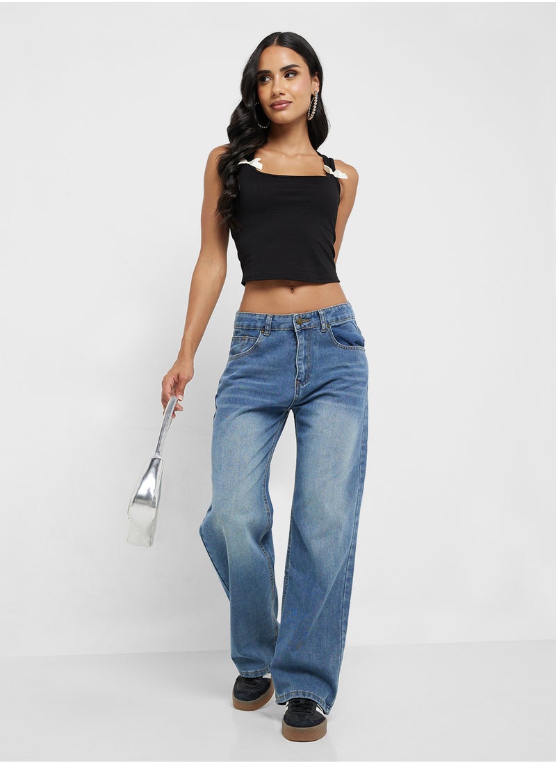 Ginger Mid Rise Wide Leg Boyfriend Jeans  - Image 1