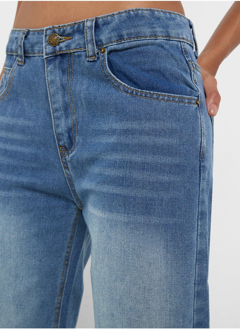 Ginger Mid Rise Wide Leg Boyfriend Jeans  - Image 4
