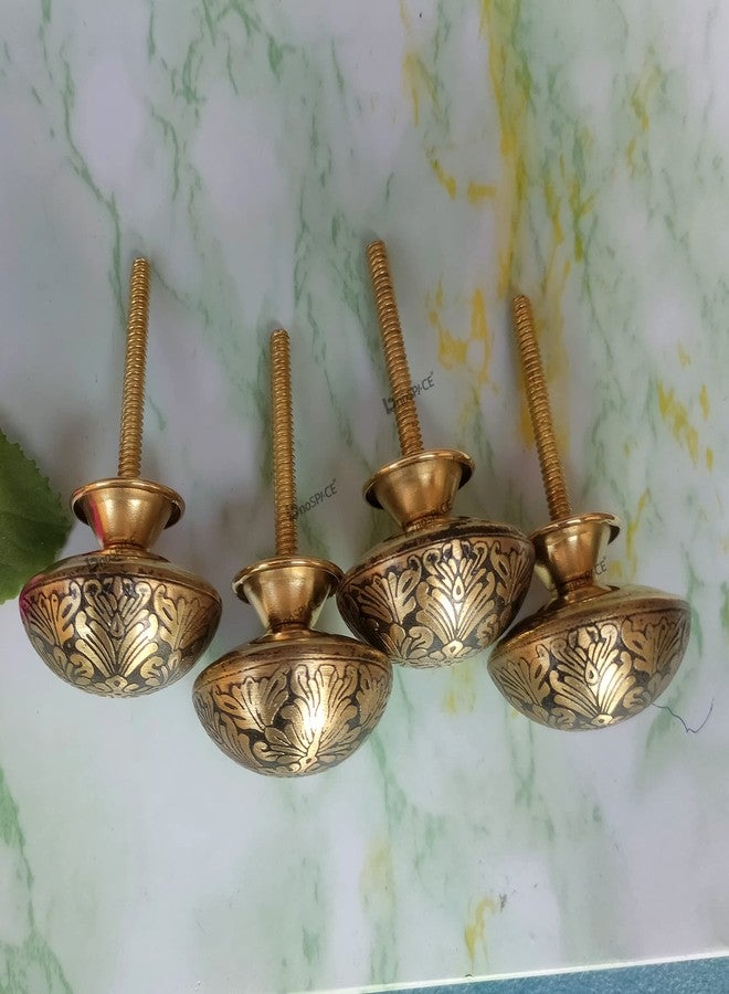BnoSpace Vintage Brass Knobs for Cabinets, Drawers, Dresser Door & Pulls - Set of 4 - Image 4
