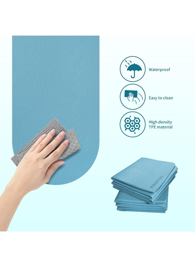 PROIRON Yoga Mat Folding Travel Yoga Mat TPE Eco-friendly Non Slip Double-Sided Exercise Mat Foldable Easy to Carry to Class Beach Park Travel Picnics 6 mm Thick - Image 4
