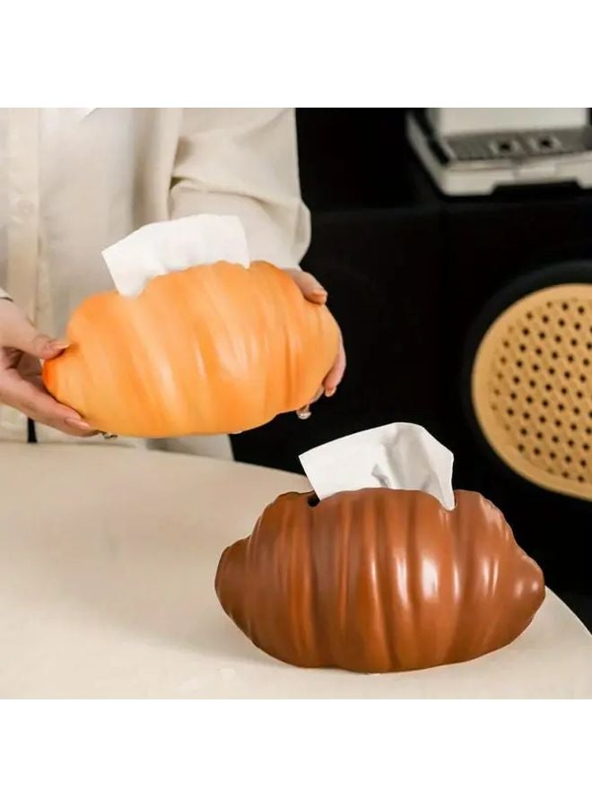 Cream Croissant Ceramic Tissue Box Elegant Round Design For Bathroom Living Room Decor - Image 2