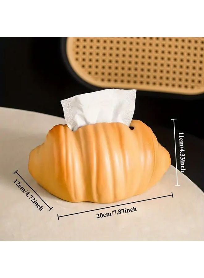 Cream Croissant Ceramic Tissue Box Elegant Round Design For Bathroom Living Room Decor - Image 3