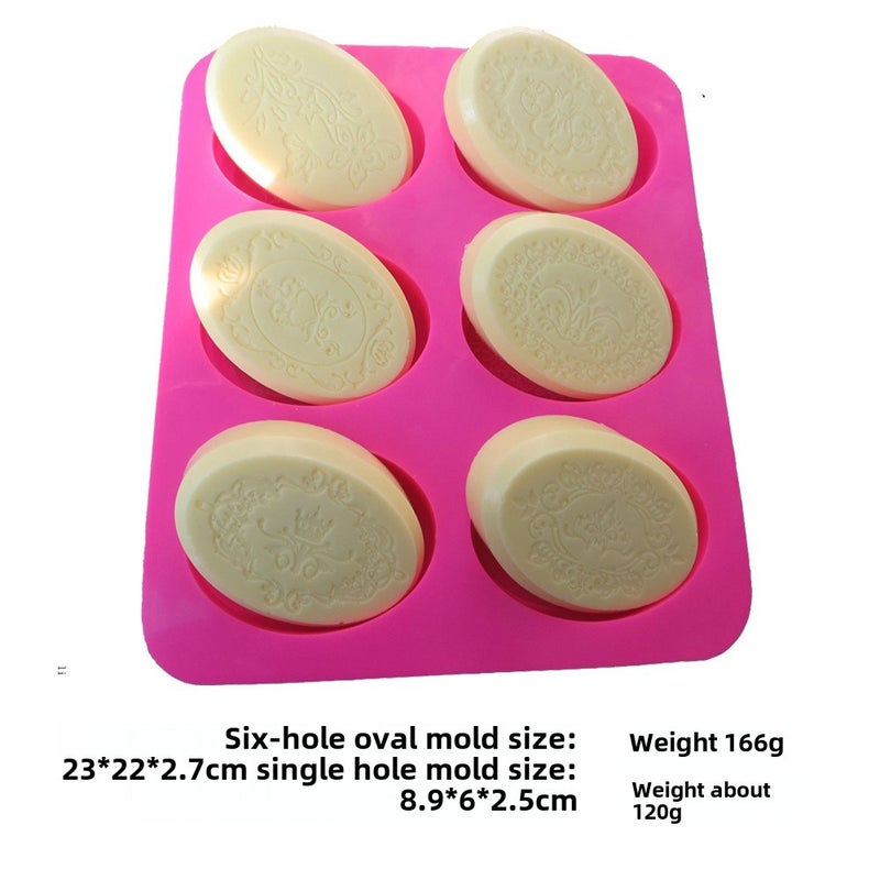 Six-even six-hole oval relief lace flower soap mold lace pattern soap mold handmade soap cake silicone mold(New Six Hole Oval Purple) - Image 5