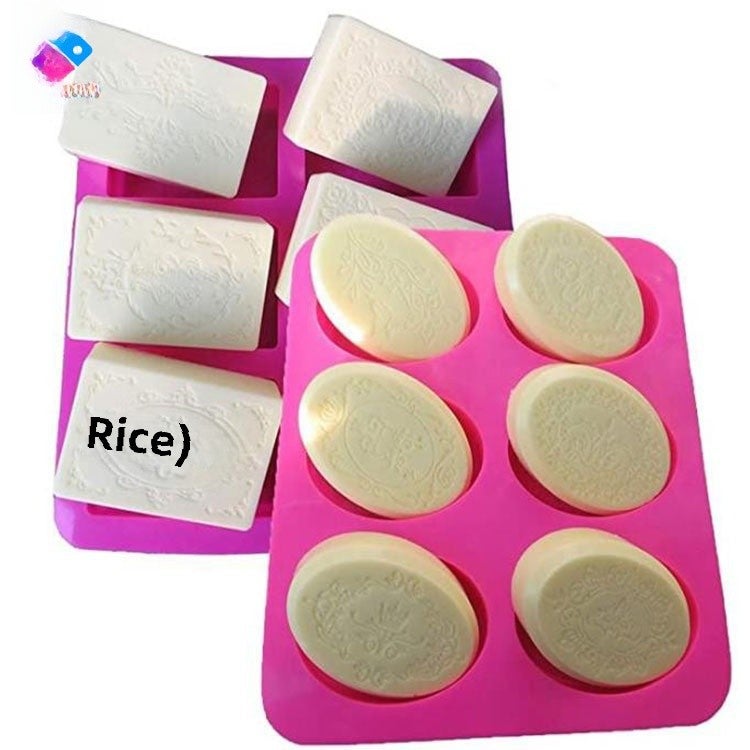 Six-even six-hole oval relief lace flower soap mold lace pattern soap mold handmade soap cake silicone mold(New Six Hole Oval Purple) - Image 2