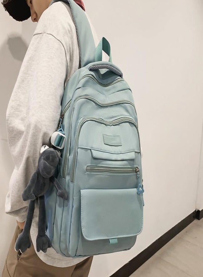 Lamprod Cute Aesthetic Backpack Girls Backpack for School Large Capacity Bookbags College Backpack for Students Kids Teen Girls Laptop Bookbag Casual Travel Daypacks(Blue) - Image 4