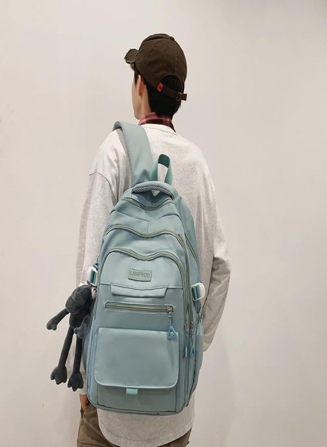 Lamprod Cute Aesthetic Backpack Girls Backpack for School Large Capacity Bookbags College Backpack for Students Kids Teen Girls Laptop Bookbag Casual Travel Daypacks(Blue) - Image 5