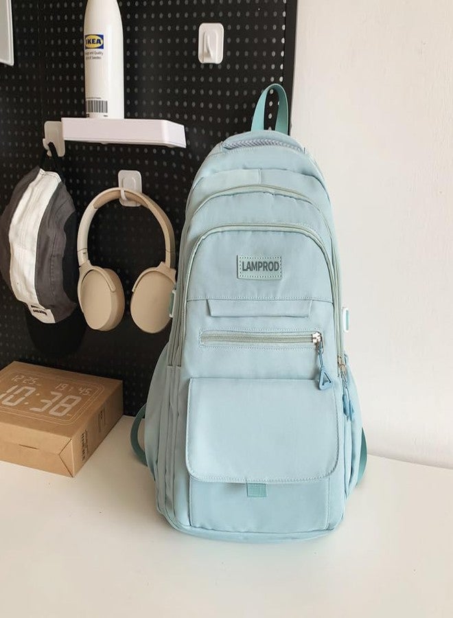 Lamprod Cute Aesthetic Backpack Girls Backpack for School Large Capacity Bookbags College Backpack for Students Kids Teen Girls Laptop Bookbag Casual Travel Daypacks(Blue) - Image 3