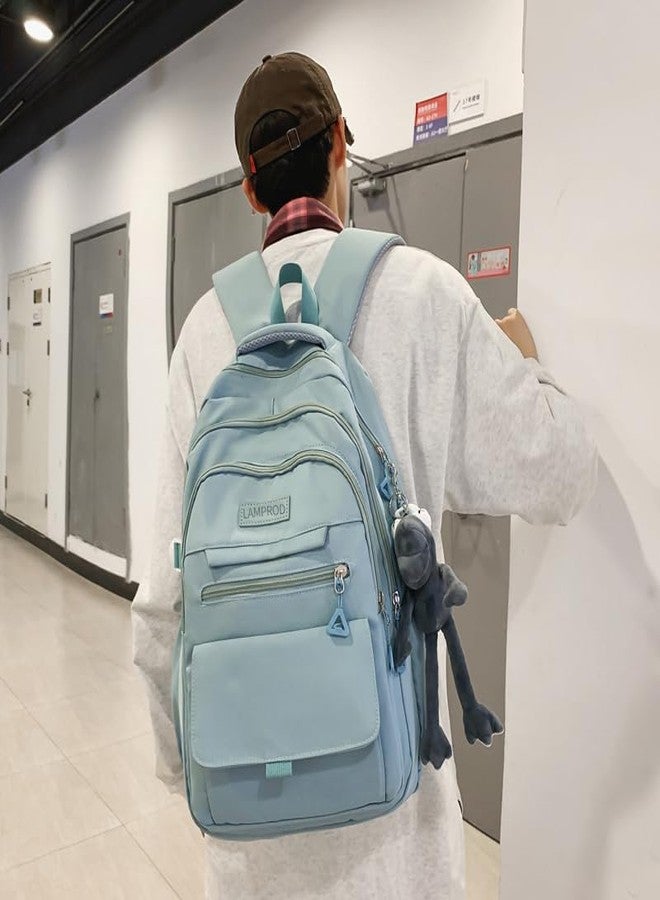 Lamprod Cute Aesthetic Backpack Girls Backpack for School Large Capacity Bookbags College Backpack for Students Kids Teen Girls Laptop Bookbag Casual Travel Daypacks(Blue) - Image 2