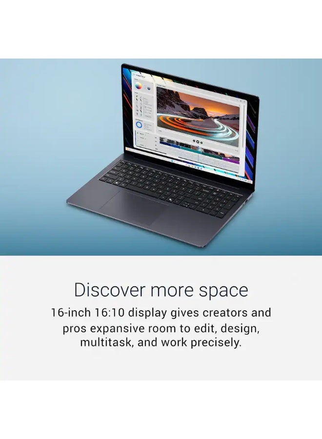 ديل 16S Copilot+ PC Laptop, Intel Core Ultra 7 355, 16GB, 512GB SSD, 16 Inch 60Hz 2K LED Touchscreen, Intel Graphics, Windows 11 Home English/Arabic Celestial Blue - Image 4