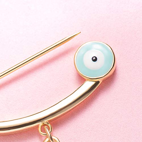 MANVEN Hamsa Evil Eye Stroller Pin Nazar Lucky Protection Clothes Brooch Diaper Bag Pin - Image 3