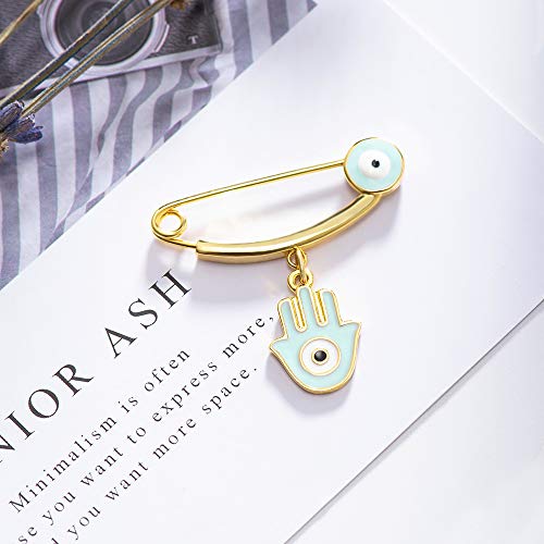 MANVEN Hamsa Evil Eye Stroller Pin Nazar Lucky Protection Clothes Brooch Diaper Bag Pin - Image 5