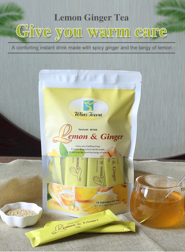 Wins Town lemon ginger tea bag ,Made With Spicy Ginger And The Tangy Of Lemon, Give You Warm Care,Health Support Dietary Supplements 15 Sachets  - Image 4