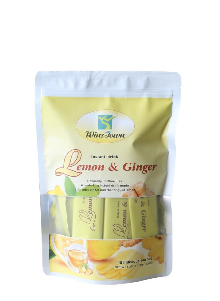 Wins Town lemon ginger tea bag ,Made With Spicy Ginger And The Tangy Of Lemon, Give You Warm Care,Health Support Dietary Supplements 15 Sachets  - Image 5
