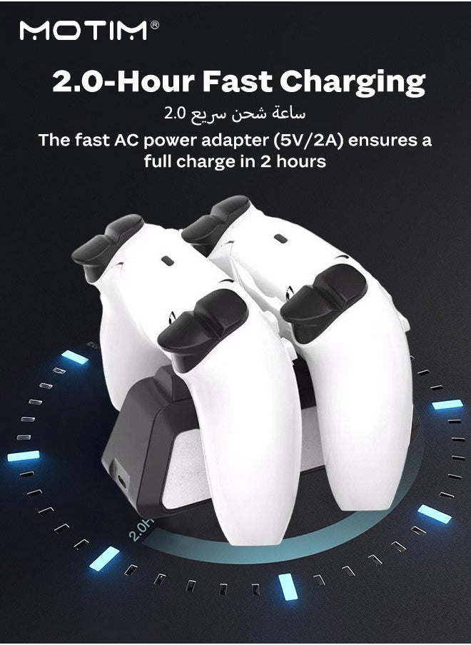 Motim - PS5, PS5 Pro Controller Charger, DualSense Charging Dock Station, Fast Charge PS5 Charger Dock, Dualsense Controller Charger, Led Indicator - Image 1