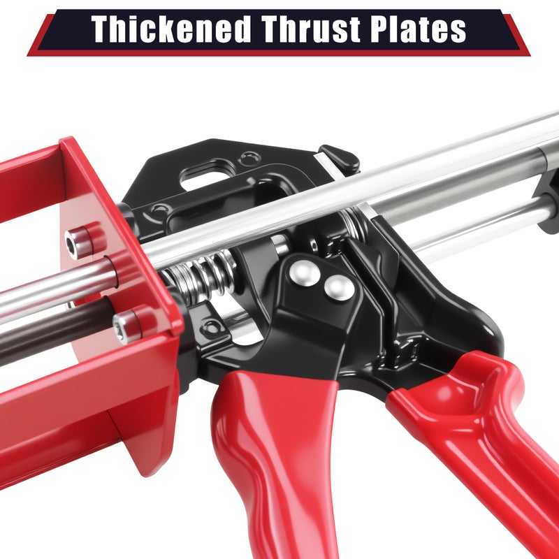 Storvix 200ml Epoxy Gun Dual Component Professional Heavy-Duty Full Metal Caulking Guns For Dual Cartridges 1:1 & 2:1 Mix Epoxy Applicator For Panel Bonding Structural Repair Adhesive Sealant Red - Image 5