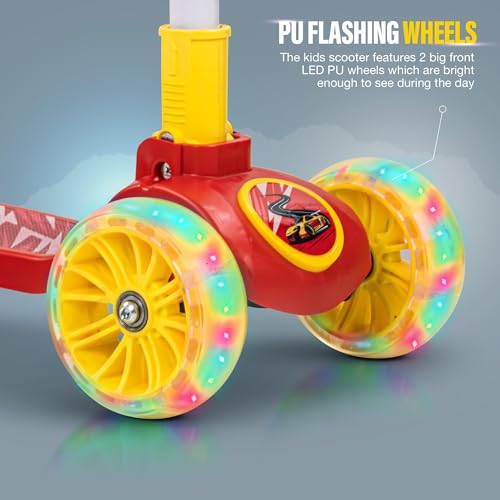 GoodLuck Baybee Kitty Kick Scooter for Kids | Foldable Kids Skate Scooter with 4 Height Adjustable Handle & Brake with LED PU Wheels | Runner Scooters for Kid 3 to 10 Years Boys Girls (Pink/Yellow) - Image 5