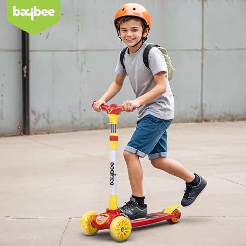 GoodLuck Baybee Kitty Kick Scooter for Kids | Foldable Kids Skate Scooter with 4 Height Adjustable Handle & Brake with LED PU Wheels | Runner Scooters for Kid 3 to 10 Years Boys Girls (Pink/Yellow) - Image 2