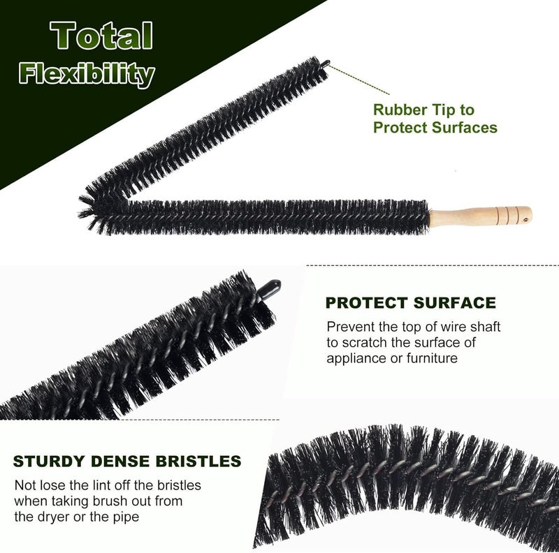 Nexllent Washing Machine Cleaner Brush,Extra Long Flexible Dryer Vent Cleaning Brush, 75cm Washing Machine Drum Cleaner Tool for Cleaning Dust Inside Blades and Back - Image 4