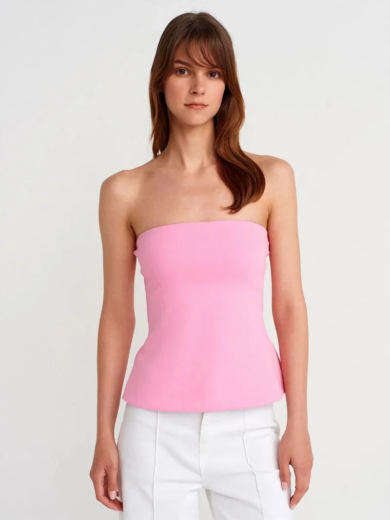 ديلفين Dilvin Strapless Slim-fit Bandeau Blouse