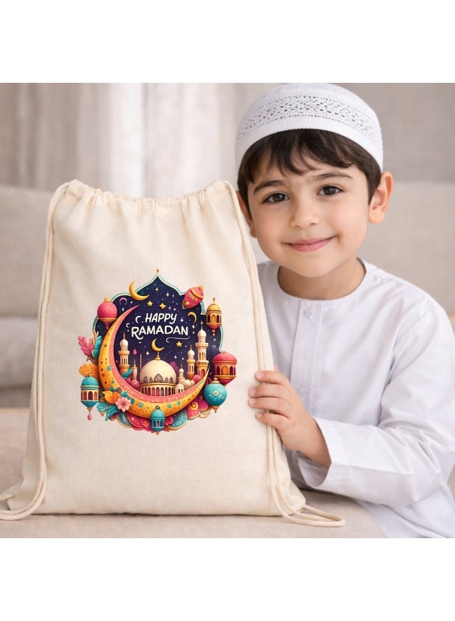 برينت شوب فور مي حقائب رمضان برباط قطني - حقيبة صديقة للبيئة قابلة لإعادة الاستخدام، مثالية لتغليف هدايا رمضان كريم، هدايا الحفلات والاحتفالات الاحتفالية - رائعة للاحتفال بالعطلات الإسلامية - Image 4