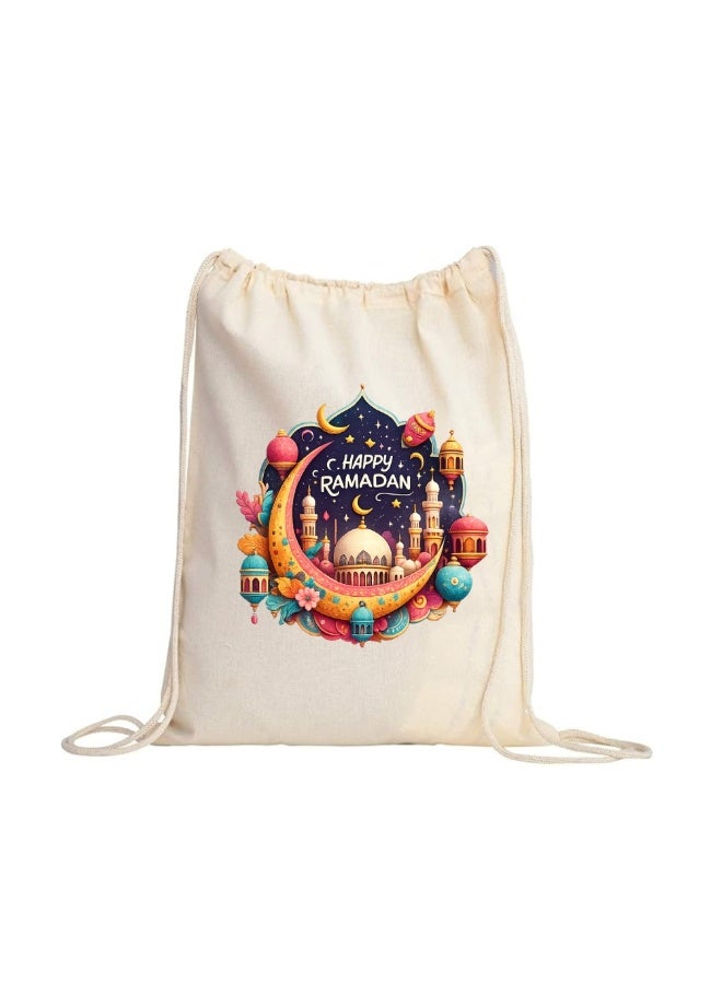 برينت شوب فور مي حقائب رمضان برباط قطني - حقيبة صديقة للبيئة قابلة لإعادة الاستخدام، مثالية لتغليف هدايا رمضان كريم، هدايا الحفلات والاحتفالات الاحتفالية - رائعة للاحتفال بالعطلات الإسلامية - Image 1