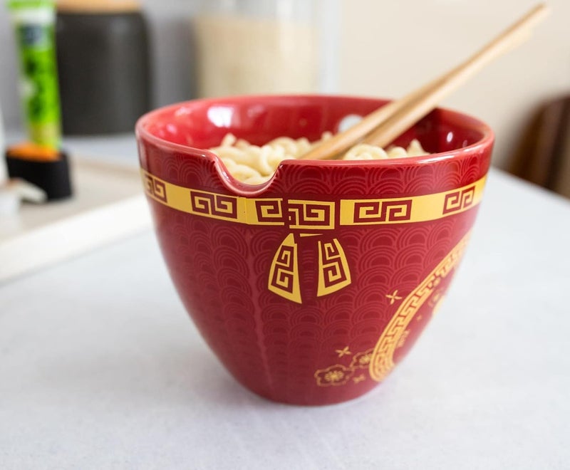 Boom Trendz Year Of The Rat Chinese Zodiac Ceramic Dinnerware Set  Includes 16Ounce Ramen Noodle Bowl and Wooden Chopsticks Asian Food Dish For Home  Kitchen Kawaii Lunar New Gifts Red One Size - Image 4