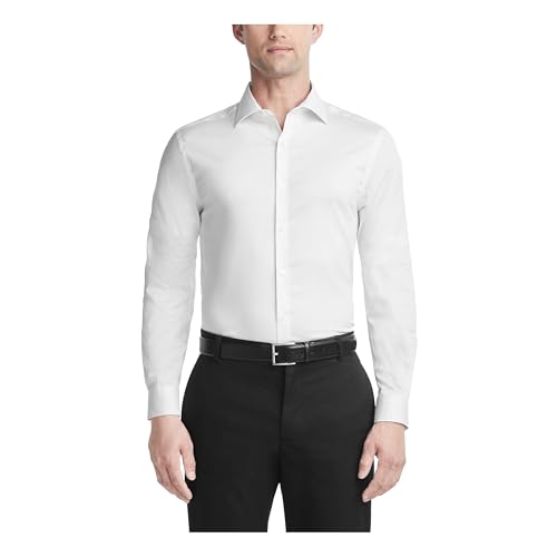 Van Heusen Men's Dress Shirt Slim Fit Ultra Wrinkle Free Flex Collar Stretch, White, 15"-15.5" Neck 32"-33" Sleeve - Image 1