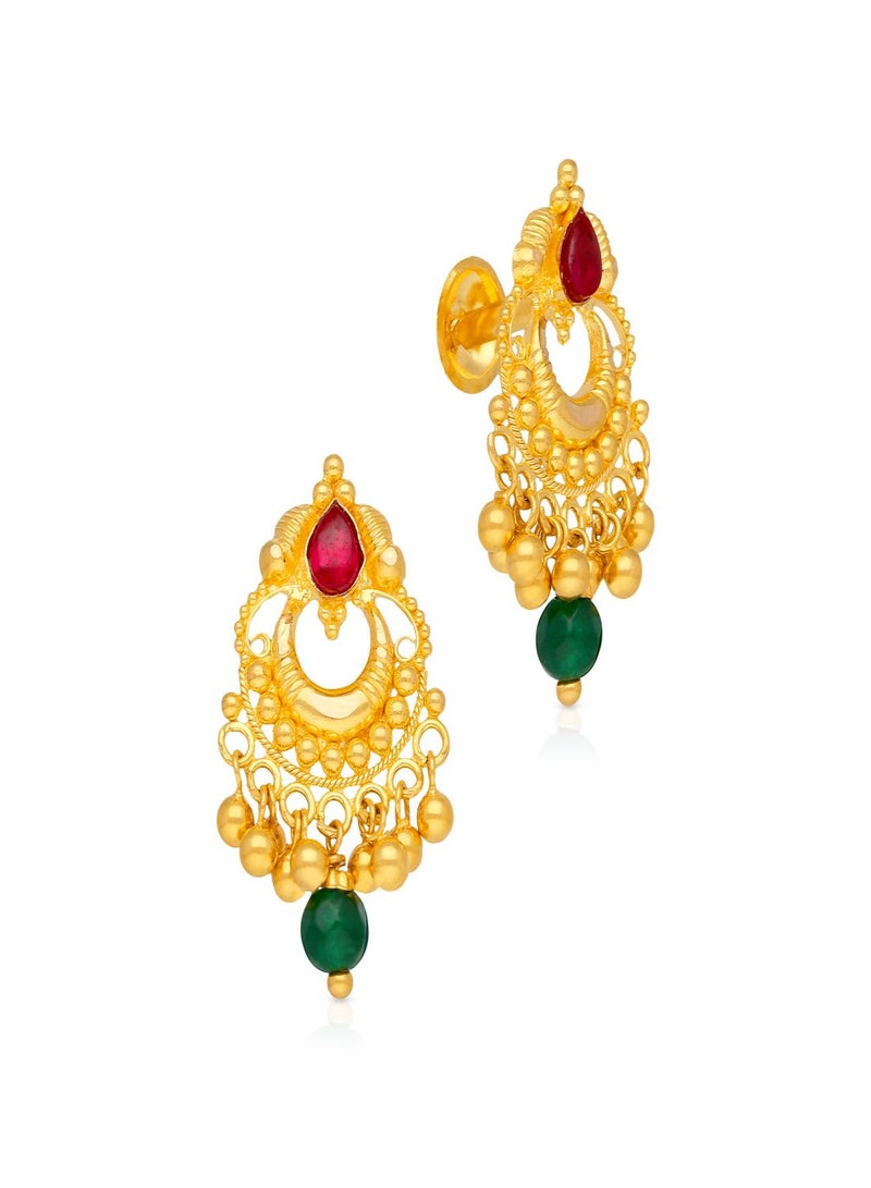 Malabar Gold and Diamonds أقراط نسائية بتصميم قطرة 22 قيراط 916 مع غطاء لولبي ERKAR10132 - Image 1