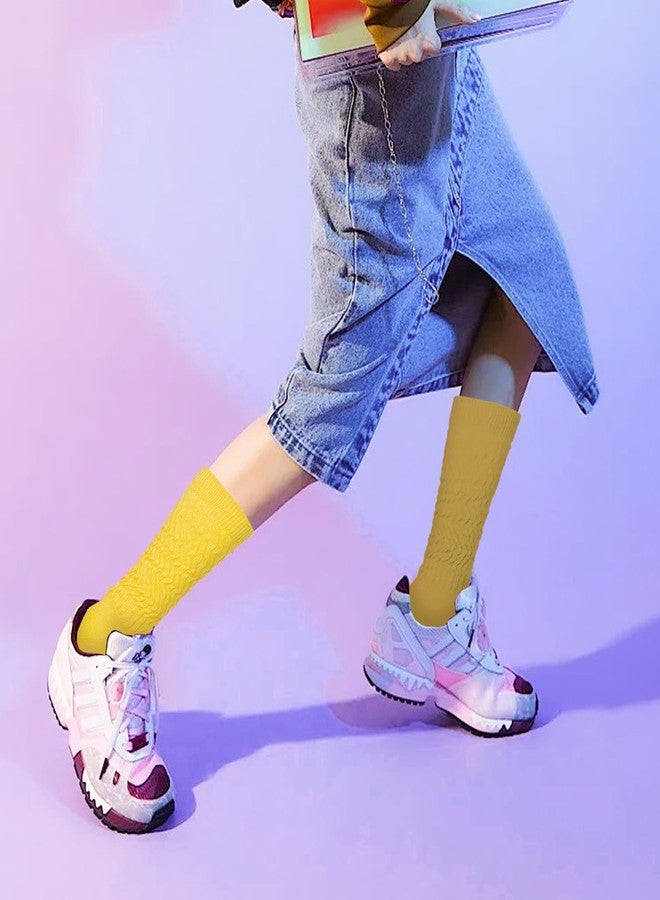 Gvhntk Slouch Socks Women 80s 90s Scrunch Socks Extra Long Slouchy Sock Knee High Sock(Yellow) - Image 5