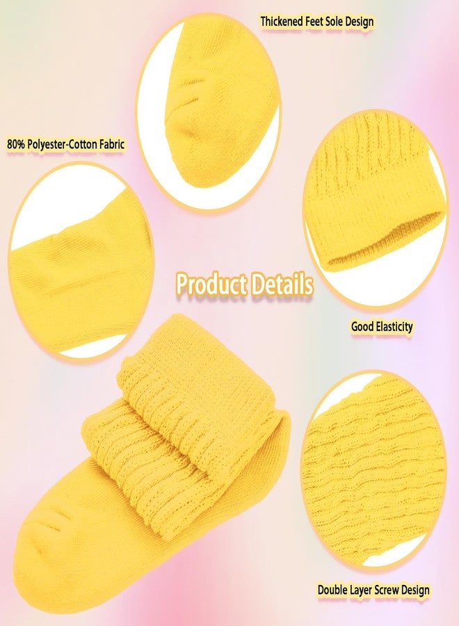 Gvhntk Slouch Socks Women 80s 90s Scrunch Socks Extra Long Slouchy Sock Knee High Sock(Yellow) - Image 4