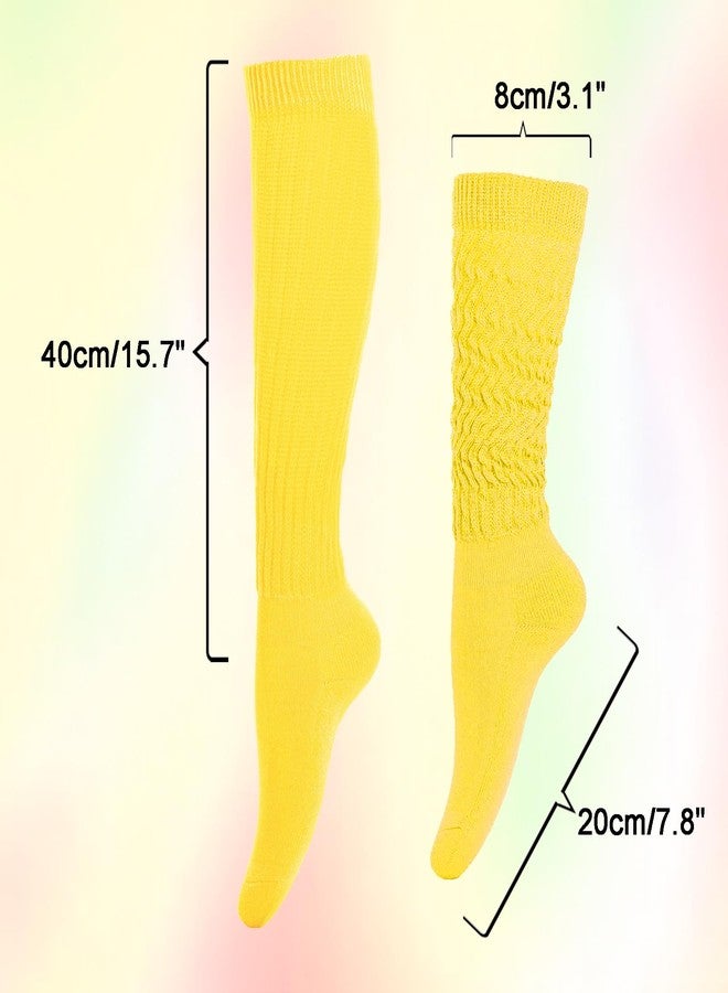 Gvhntk Slouch Socks Women 80s 90s Scrunch Socks Extra Long Slouchy Sock Knee High Sock(Yellow) - Image 2