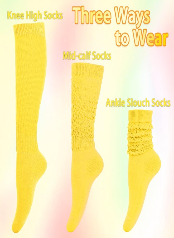 Gvhntk Slouch Socks Women 80s 90s Scrunch Socks Extra Long Slouchy Sock Knee High Sock(Yellow) - Image 3