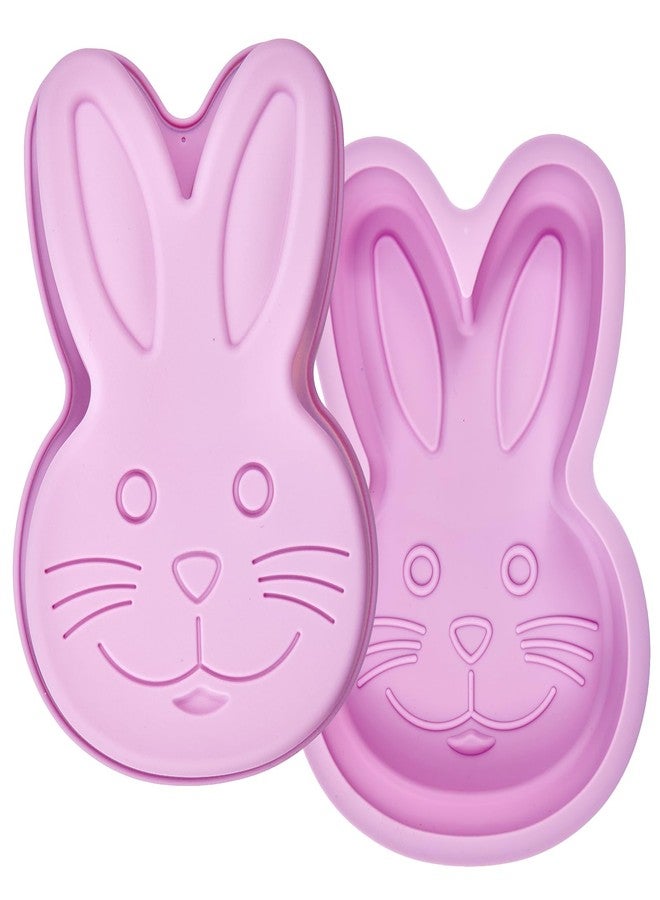 Dootafy Bunny Mold 2 Pack Silicone Bunny Cake Pan, Easter Rabbit Cake Baking Pan Large Breakable Bunny Chocolate Molds Cute Silicone Cake Trays for Easter Baby Shower Birthday - Purple - Image 1