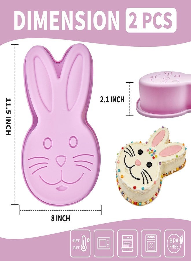 Dootafy Bunny Mold 2 Pack Silicone Bunny Cake Pan, Easter Rabbit Cake Baking Pan Large Breakable Bunny Chocolate Molds Cute Silicone Cake Trays for Easter Baby Shower Birthday - Purple - Image 3