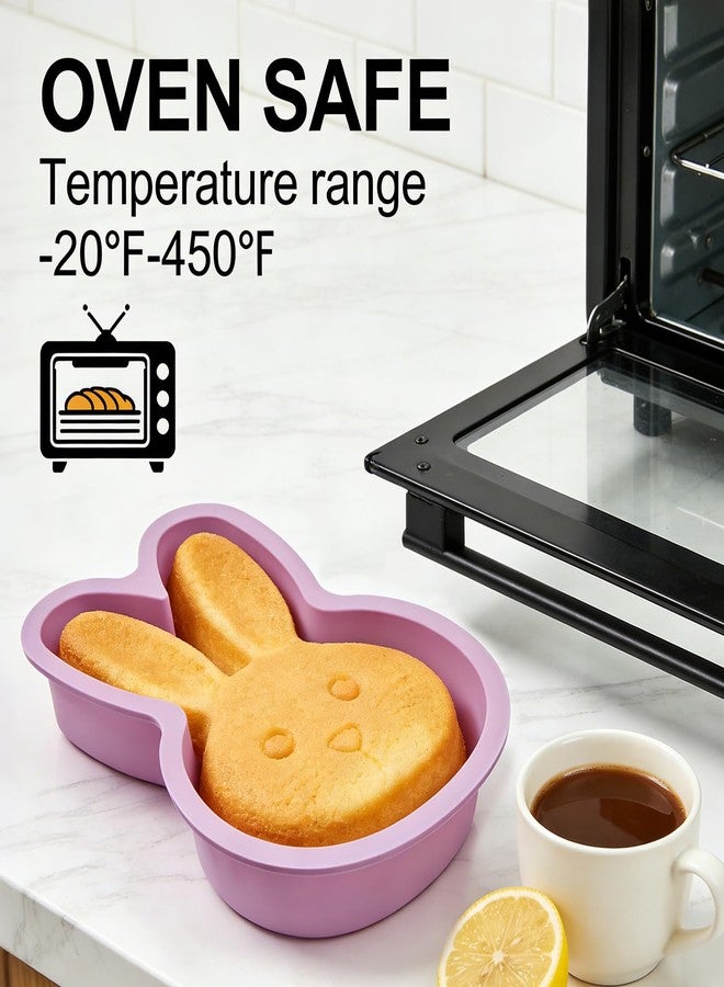 Dootafy Bunny Mold 2 Pack Silicone Bunny Cake Pan, Easter Rabbit Cake Baking Pan Large Breakable Bunny Chocolate Molds Cute Silicone Cake Trays for Easter Baby Shower Birthday - Purple - Image 5