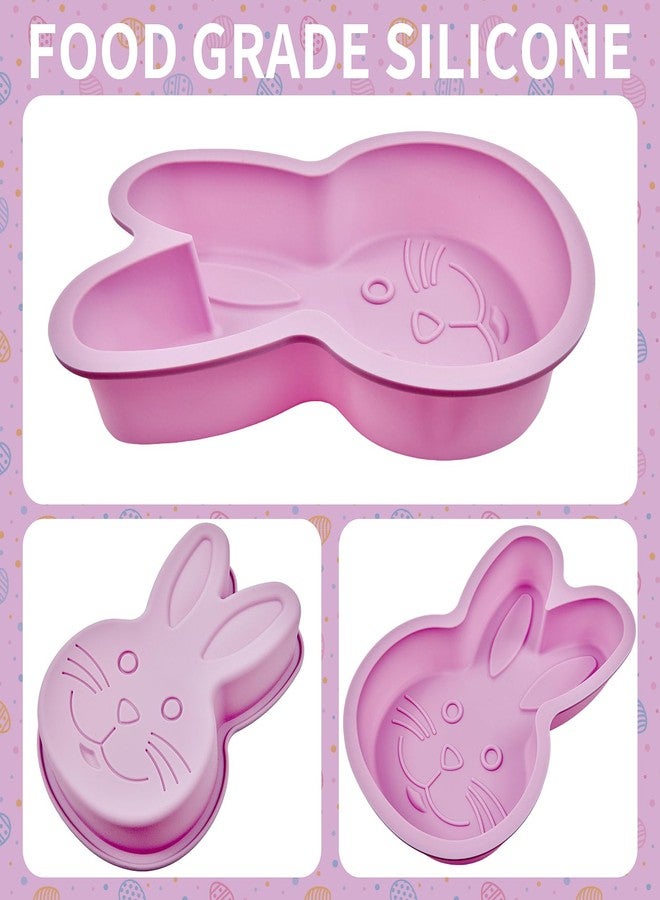 Dootafy Bunny Mold 2 Pack Silicone Bunny Cake Pan, Easter Rabbit Cake Baking Pan Large Breakable Bunny Chocolate Molds Cute Silicone Cake Trays for Easter Baby Shower Birthday - Purple - Image 2