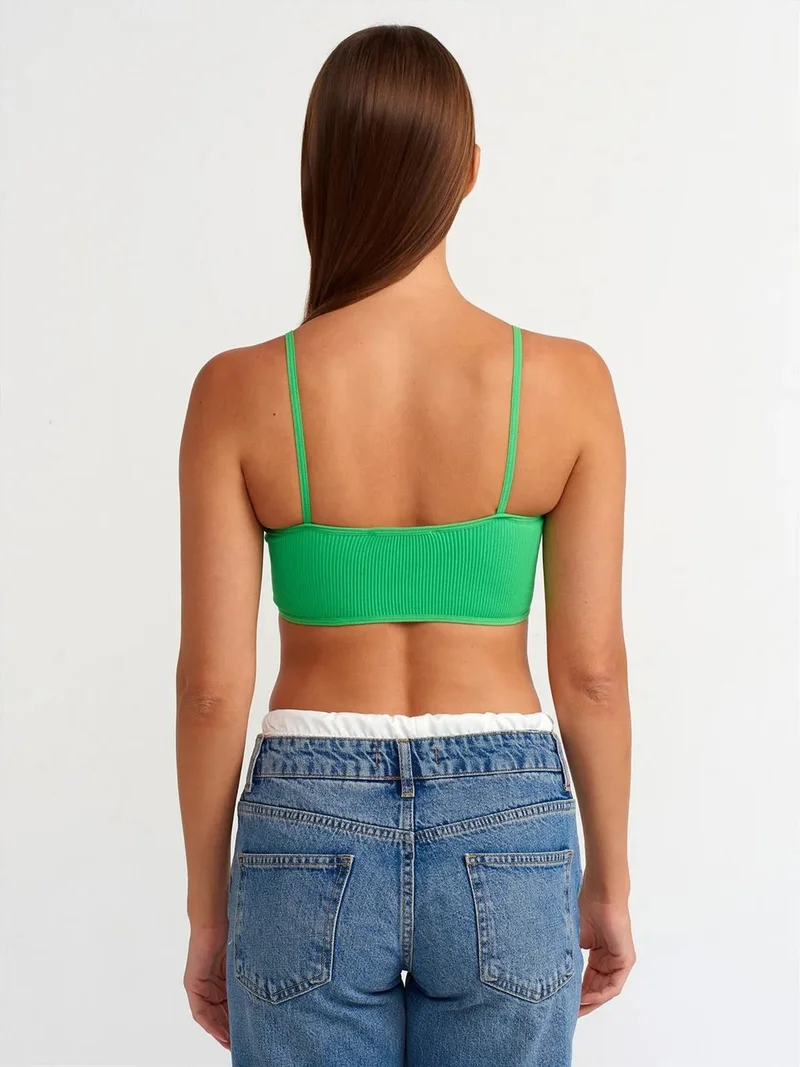ديلفين Dilvin Ribbed V-neck Crop Bralet Top