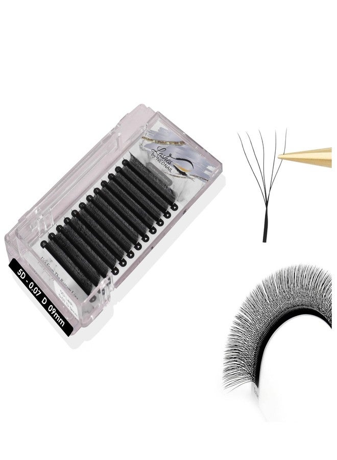Kulis Lashes by Neonail - Eyelash Extension 5D Volume Premade 0.07mm D-Curl Faux Mink Matte Black Cluster Easy Fanning YY Eye Lashes (5D-0.07_D_9mm) - Image 1