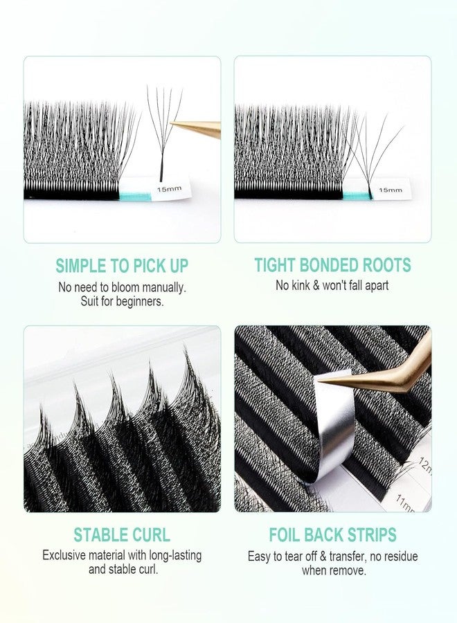 Kulis Lashes by Neonail - Eyelash Extension 5D Volume Premade 0.07mm D-Curl Faux Mink Matte Black Cluster Easy Fanning YY Eye Lashes (5D-0.07_D_9mm) - Image 4