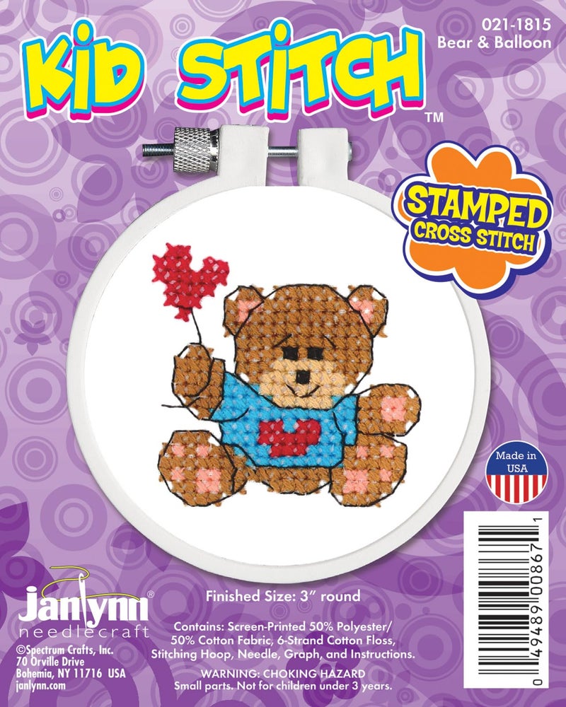 Janlynn Bear & Balloon Stamped Cross Stitch Kit - Image 2