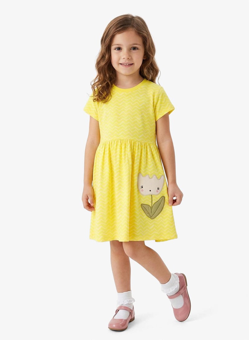 Pinata Flower Embroidered Yellow Dress - Image 1