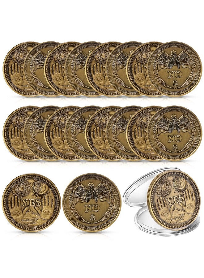 Sureio 20 Pcs Yes No Challenge Coin Decision Maker Lucky Coin Kindness Coins Collector's Medallion Souvenir Divination Flip Metal Coins Holiday Office Gift Party Game Supplies (Gold) - Image 1
