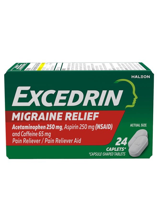 EXCEDRIN أقراص تخفيف الصداع النصفي لتخفيف أعراض الصداع النصفي - 24 حبة - Image 1