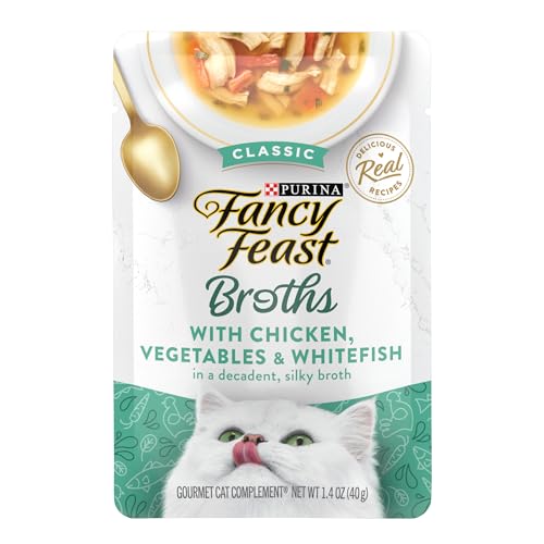 Fancy Feast Purina Fancy Feast Lickable Wet Cat Food Broth Topper Classic, Chicken, Vegetables and Whitefish - (Pack of 16) 1.4 oz. Pouches - Image 1