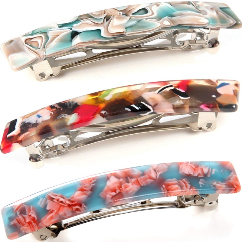 Fsmiling Hair Barrettes for Women French Hair Barrette Clip Small Acetate Hair Clips Barrette No Slip Hair Accessories 3Pack