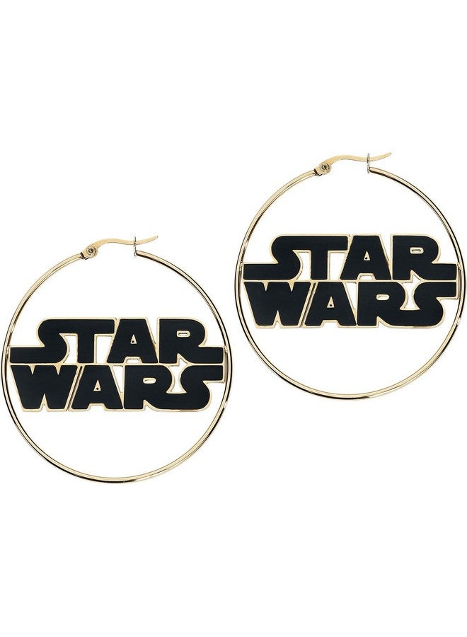 STAR WARS أقراط هووب ذهبية من الفولاذ المقاوم للصدأ بشعار 50 مم (Sales1Swmd) - Image 1