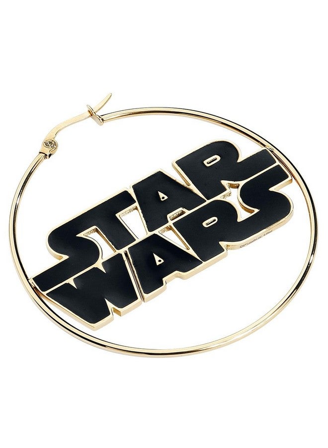 STAR WARS أقراط هووب ذهبية من الفولاذ المقاوم للصدأ بشعار 50 مم (Sales1Swmd) - Image 4