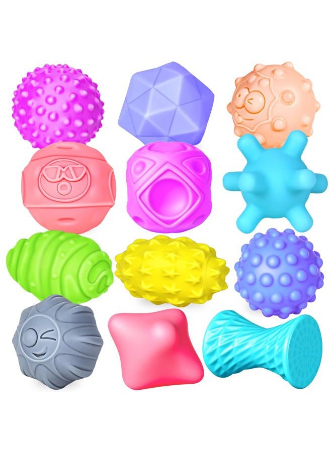 Ynanimery 12 Pcs Sensory Balls for Toddlers 1-3, Sensory Baby Toys 6-12 Months, Montessori Toys for Babies 6-12 Months Squeeze Sensory, Infant Toys Soft Multi Ball Set Gifts with Bright Color Textured - Image 1