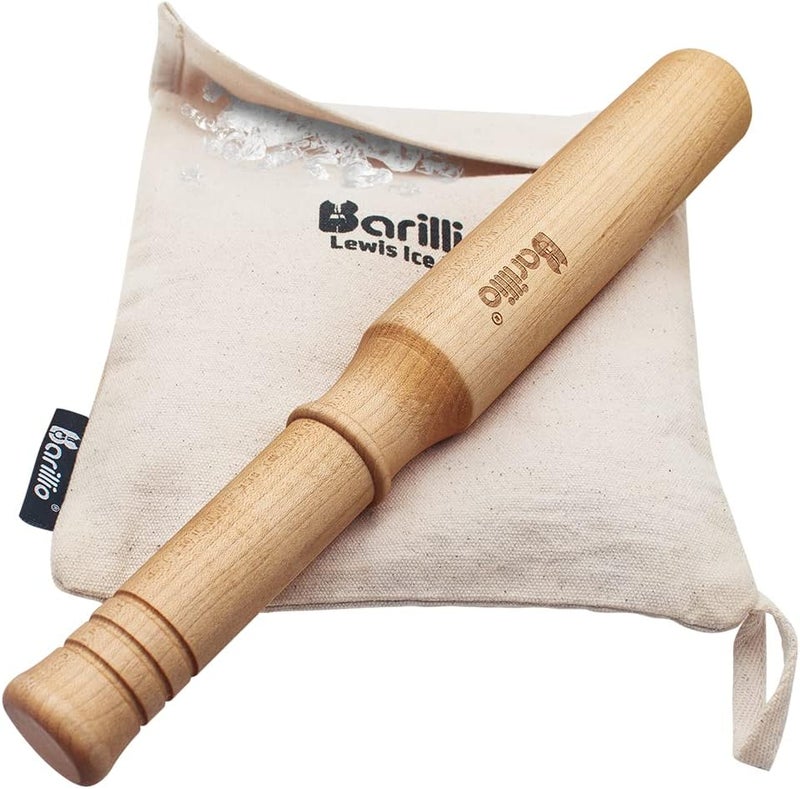 barillio Drink Muddler Mallet and Lewis Bag Set - Big-Shot 13.75 Inch Wooden Muddler and Ice Hammer for Cocktails w/Canvas Ice Crushing Bag - Bar Tool Set - Image 1