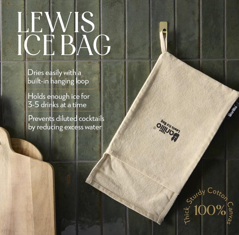 barillio Drink Muddler Mallet and Lewis Bag Set - Big-Shot 13.75 Inch Wooden Muddler and Ice Hammer for Cocktails w/Canvas Ice Crushing Bag - Bar Tool Set - Image 4